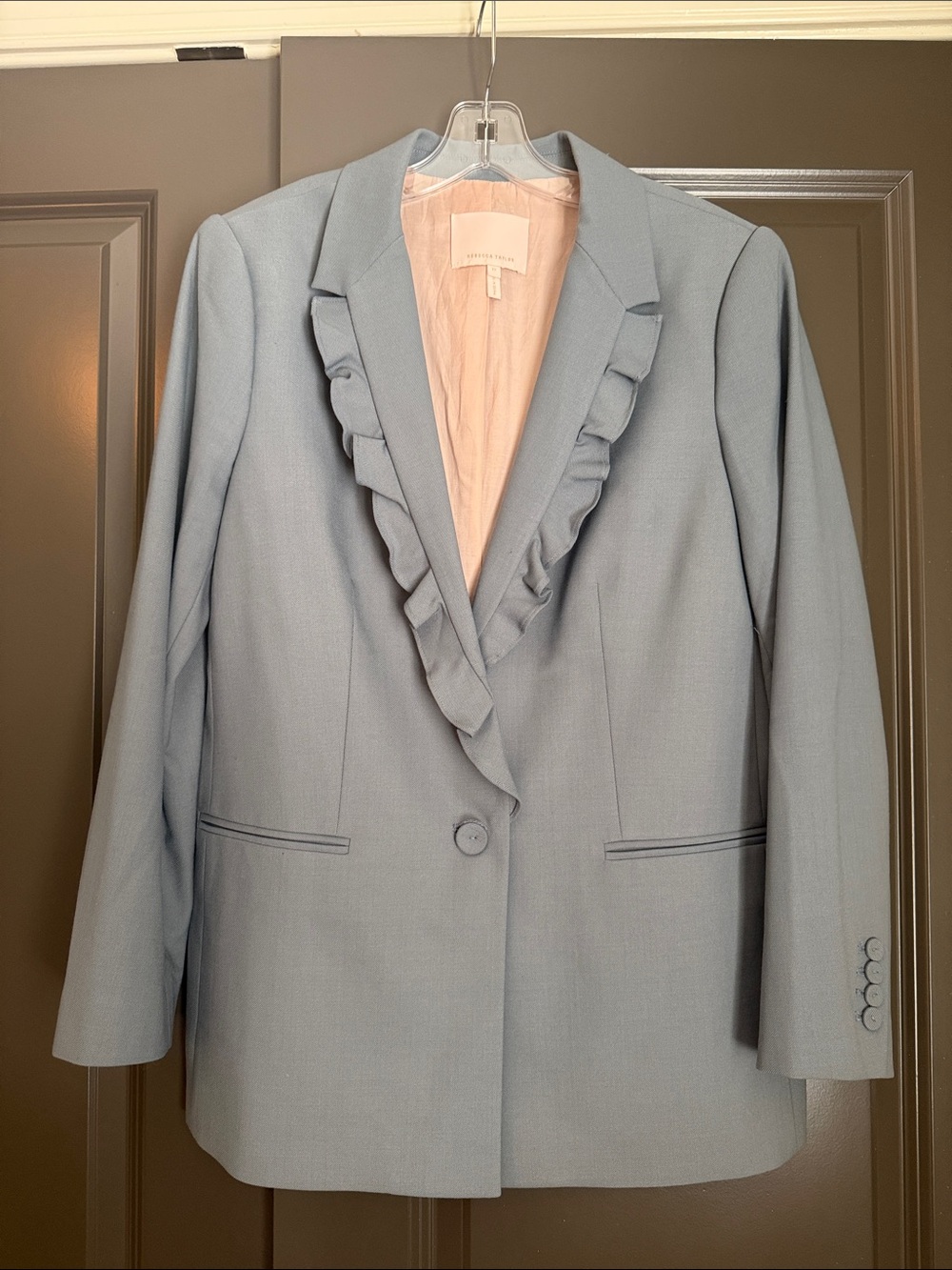 Rebecca Taylor Powder Blue Ruffle Lapel Blazer